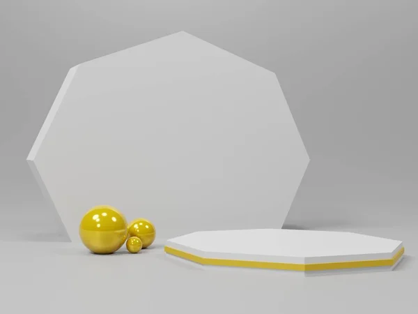 3D abstraktní minimální geometrické tvary. Lesklé luxusní pódium pro vás — Stock fotografie
