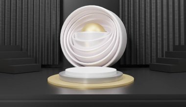 3D soyut minimum geometrik formlar. Senin için ışıltılı lüks podyum