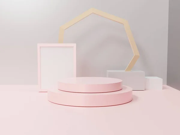 3d abstracto formas geométricas mínimas. Brillante podio de lujo para yo — Foto de Stock