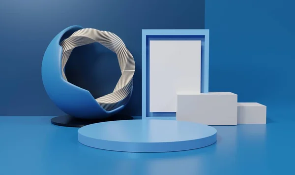 3D abstrakte minimale geometrische Formen. Hochglanz-Luxus-Podium für Yo — Stockfoto