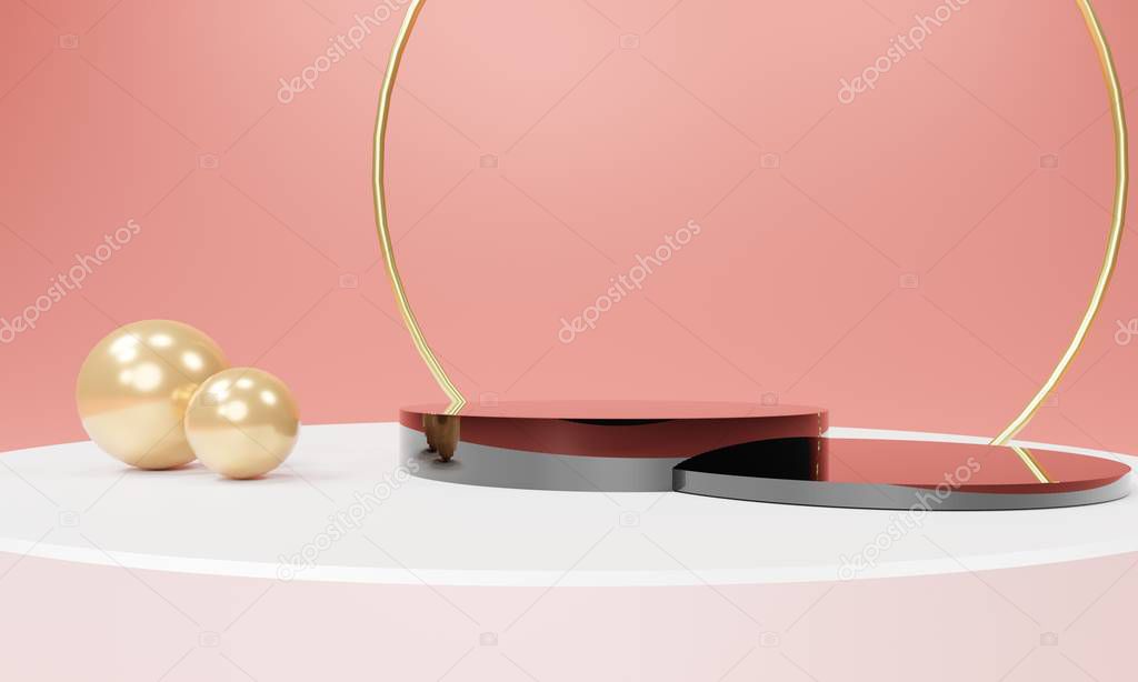 3d abstract minimal geometric forms. Glossy luxury podium for yo