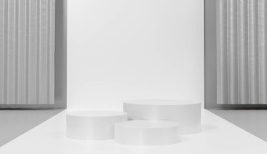 3D soyut minimum geometrik formlar. Senin için ışıltılı lüks podyum