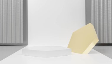 3D soyut minimum geometrik formlar. Senin için ışıltılı lüks podyum