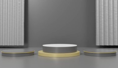 3D soyut minimum geometrik formlar. Senin için ışıltılı lüks podyum