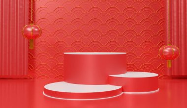 3D soyut minimum geometrik formlar. Senin için ışıltılı lüks podyum