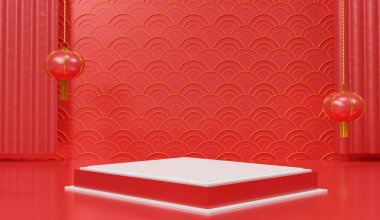 3D soyut minimum geometrik formlar. Senin için ışıltılı lüks podyum