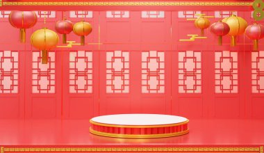 Çin 'in yeni yıl teması. Geleneksel Çin dokusu. 3D ab