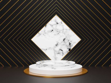 Tasarımın için parlak beyaz mermer lüks podyum. Pastel rengi 