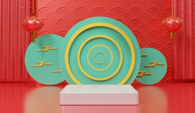 Çin 'in yeni yıl teması. Geleneksel Çin dokusu. 3D ab