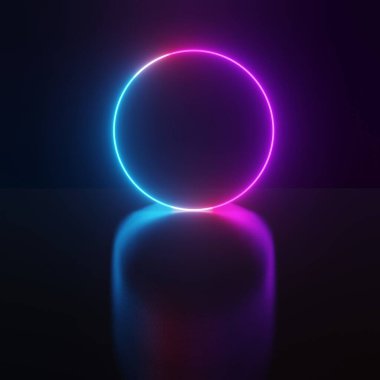  3d Neon ışıklı arka plan. Mavi, pembe ve ultraviyole rengi