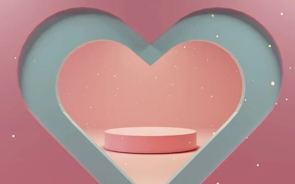 Pódium de lujo brillante para su diseño. Caja de regalo rosa, Pink ballo — Foto de Stock