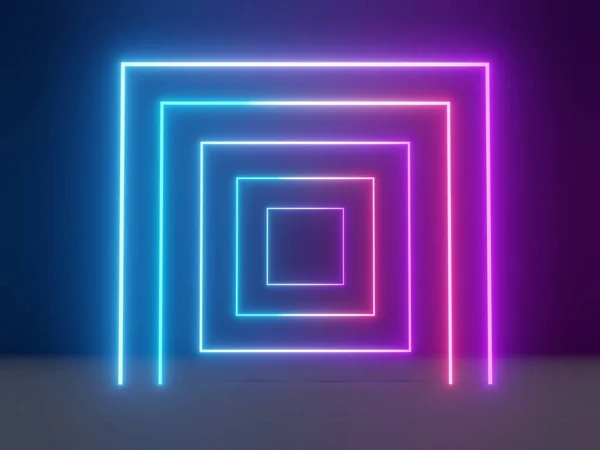 3Dネオンライトの背景。青、ピンク、紫外線の色 — ストック写真