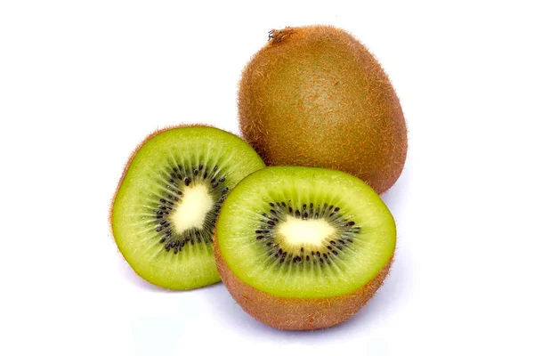 Ripe fresh kiwi fruits and half sliced — Stock Photo, Image