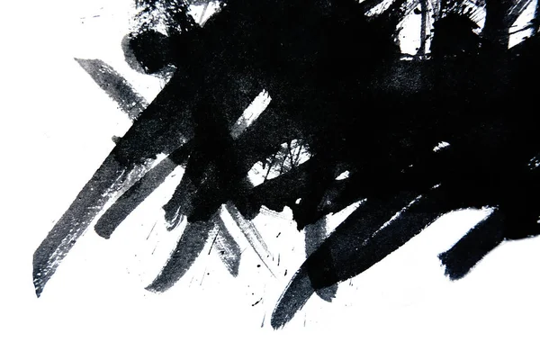 Textura abstracta de tinta negra Estilo japonés sobre fondo blanco . — Foto de Stock