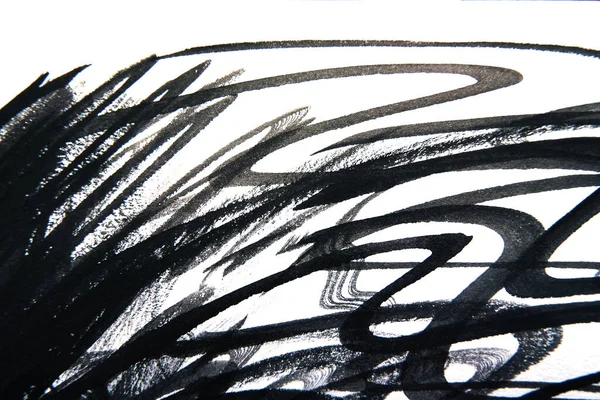 Texture abstraite encre noire style Japon sur fond blanc . — Photo