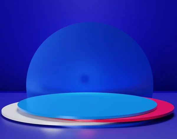 Hochglanz-Luxus-Podium für Ihr Design. klassisch blaue Farbe der — Stockfoto