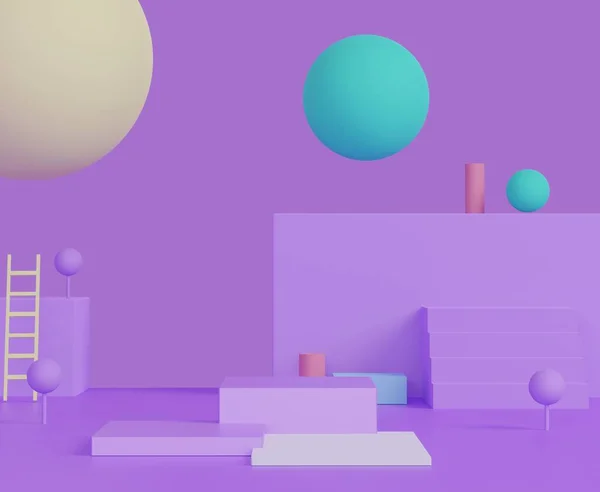 3d abstracto formas geométricas mínimas. Lujoso podio púrpura brillante — Foto de Stock