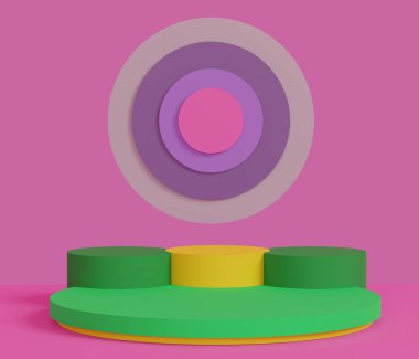 3D soyut minimum geometrik formlar. Parlak lüks podyum.