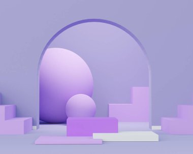 3D soyut minimum geometrik formlar. Senin için ışıltılı lüks podyum