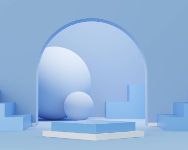 3D soyut minimum geometrik formlar. Senin için ışıltılı lüks podyum