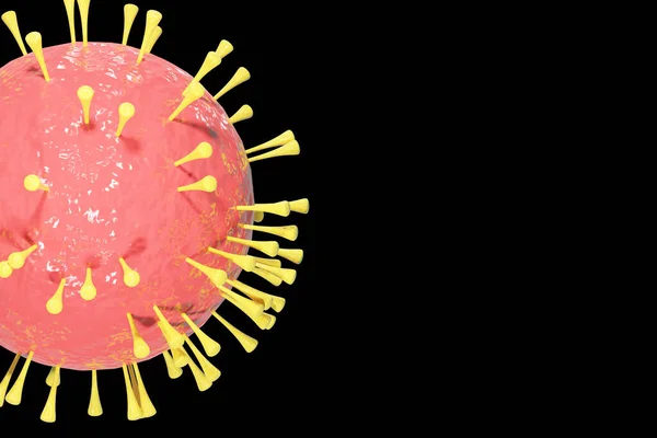 Rendu Virus Corona Isolé Sur Fond Noir Qui Provoque Infection — Photo