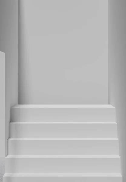 Rendering Der Weißen Treppe Der Seite Des Raumes Minimalistisches Trendkonzept — Stockfoto