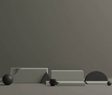 3D soyut minimalist geometrik formlar. Moda tasarımı için lüks bir podyum. Moda gösterisi sahnesi, kaidesi, renkli temalı dükkan önü. Model için boş sahne.