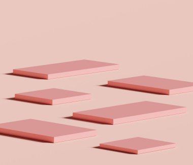 3D soyut minimalist geometrik formlar. Moda tasarımı için lüks bir podyum. Moda gösterisi sahnesi, kaidesi, renkli temalı dükkan önü. Model için boş sahne.