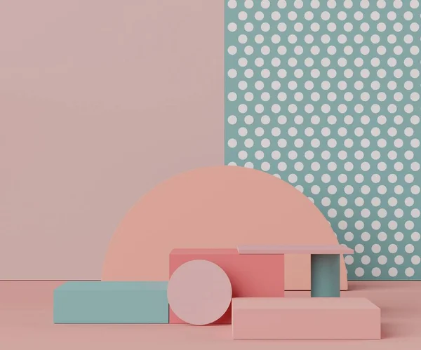 Abstracte Minimalistische Geometrische Vormen Roze Koraal Luxe Podium Display Voor — Stockfoto