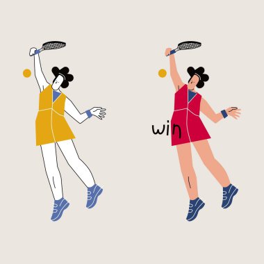 Female tennis player hand drawn illustration