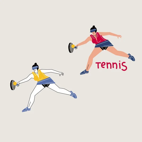 Žena tenista ručně kreslené ilustrace — Stockový vektor