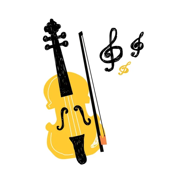 Illustrazione contorno violino — Vettoriale Stock