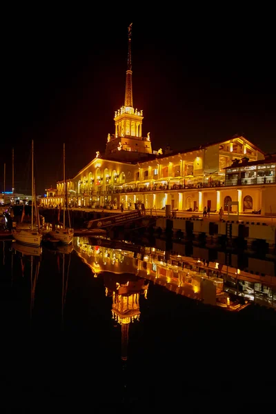 Sochi Porto Marítimo Porto Marítimo Outono Boa Noite — Fotografia de Stock