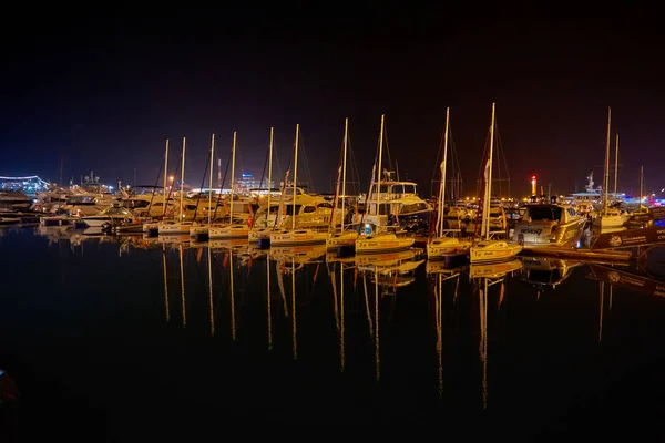 Sochi Seaport Seaport Autumn Night — Stock Photo, Image