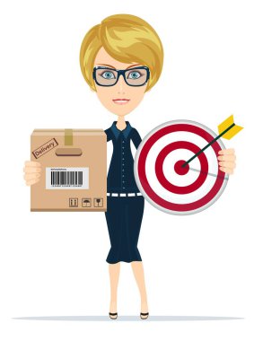 Teslimat Servisi kadınla kutusu ve megafon