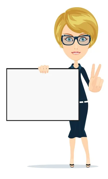 Femme d'affaires en costume avec du papier blanc — Image vectorielle