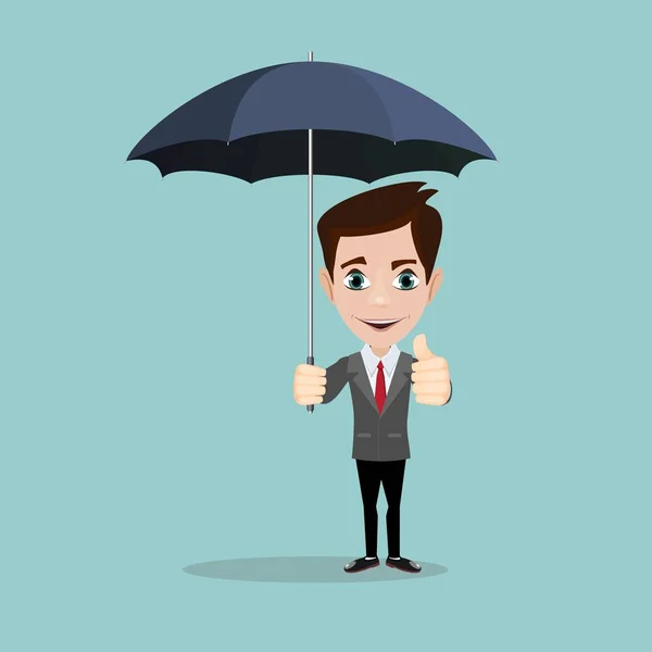 Бизнесмен с зонтиком для защиты — стоковый вектор