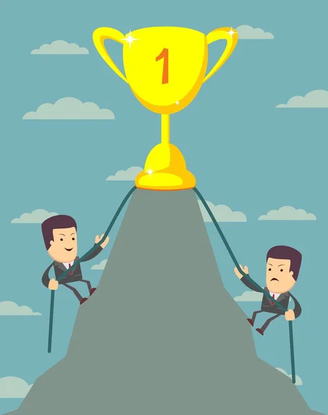 Businessman is climbing to get the prize . — Stock Vector