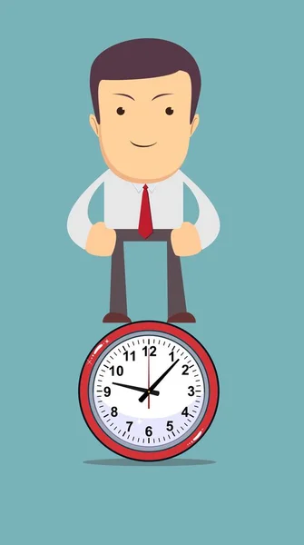 Homme se tient sur l'horloge comme symbole gestion du temps  , — Image vectorielle
