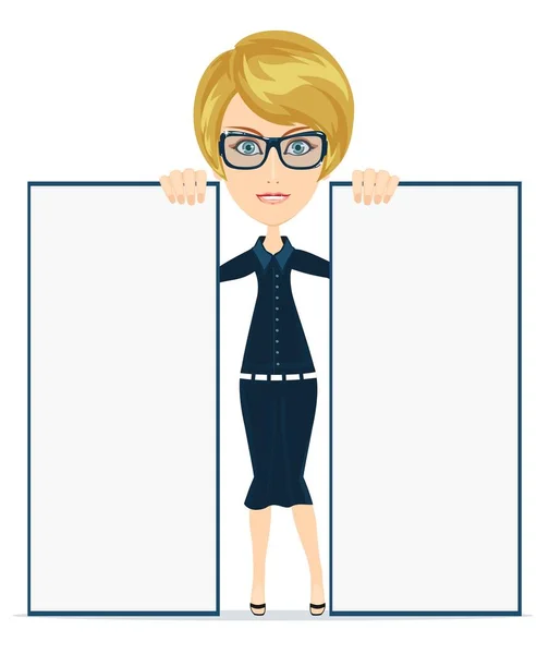 Mujer de negocios en traje con papel en blanco  . — Archivo Imágenes Vectoriales