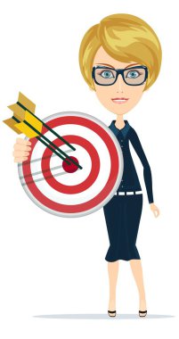 Business woman holding target with arrow. clipart
