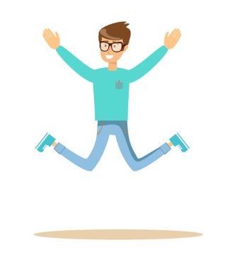 atlama ve gülümseyen yakışıklı adam