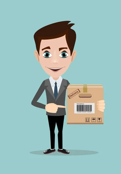 Delivery service man with box — Stock Vector