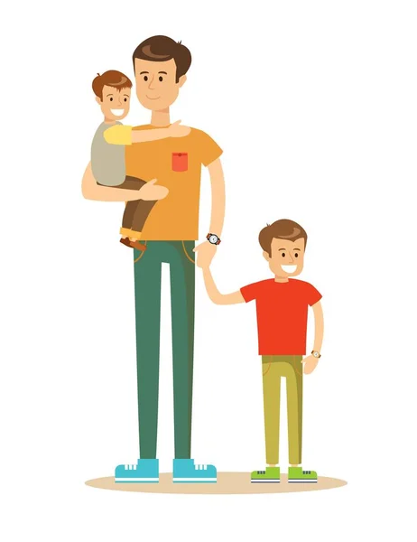 Happy father and sons — Stock Vector