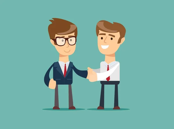 Two businessmen shaking hands to seal an agreement — Stock Vector