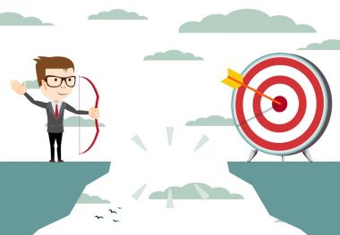 ok ve yay ile hedef hedefleyen iş adamı