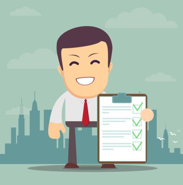 Onaylı bir belge tutan adam