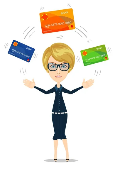 Zakenvrouw met credit card te betalen — Stockvector