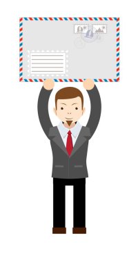 bir harf olan bir zarf tutan adam.