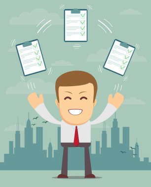 İşadamı ile bir Pano yeşil kene ile